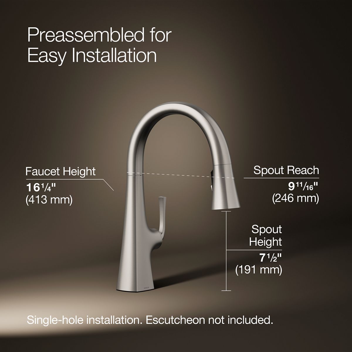 3/4 view of product with dimensions