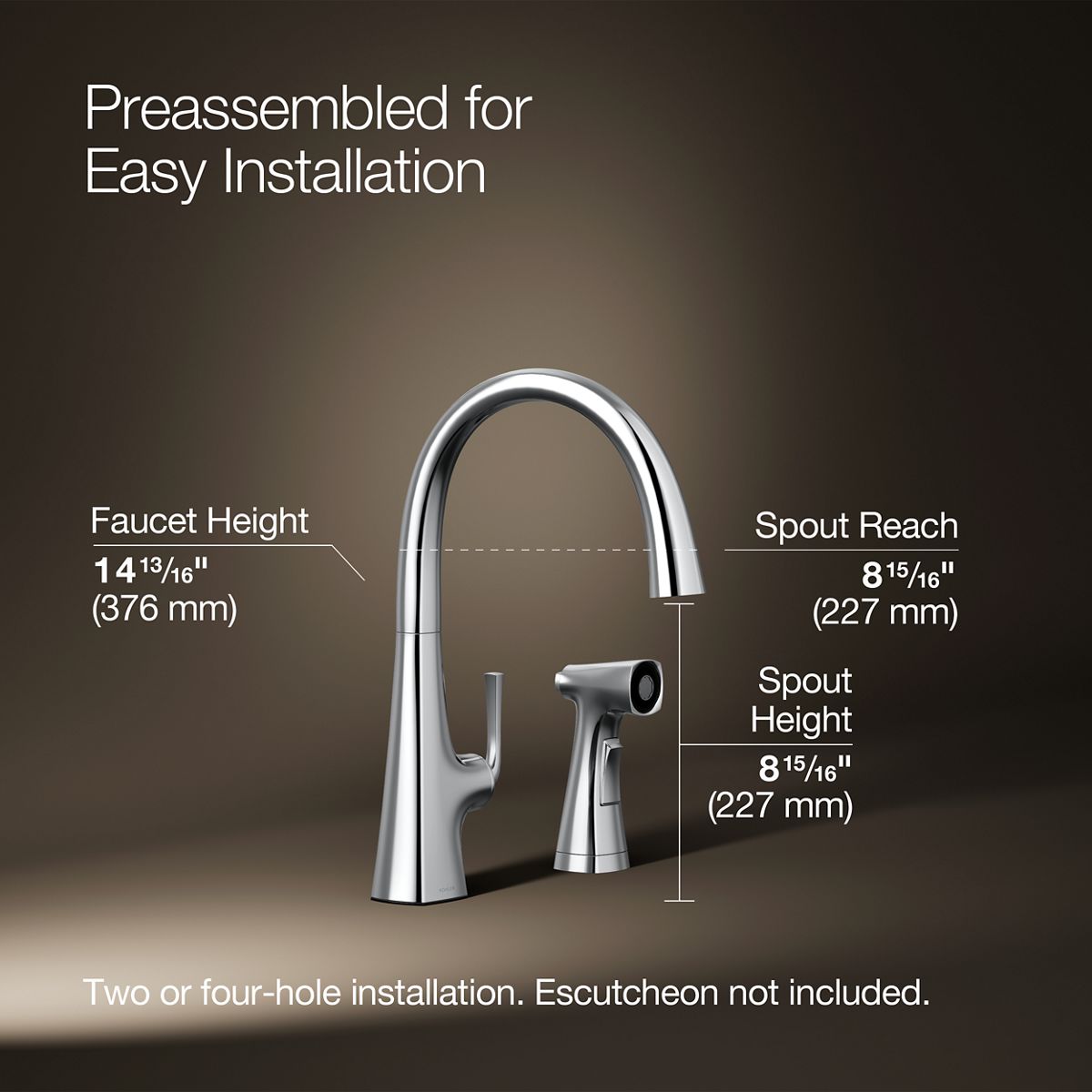 3/4 view of product with dimensions