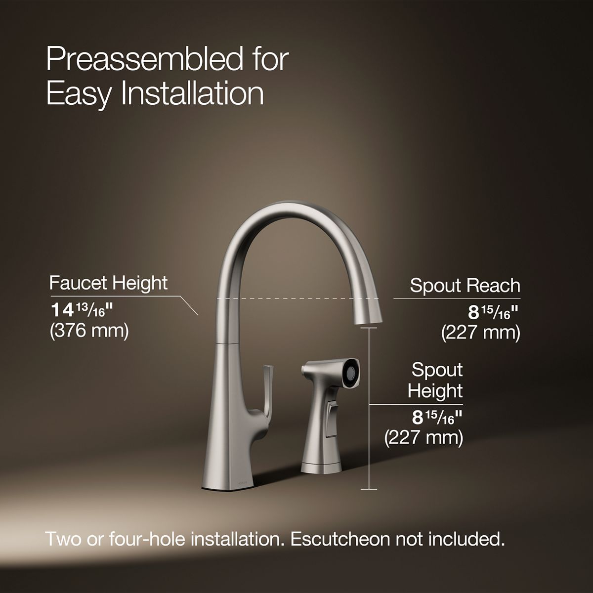3/4 view of product with dimensions