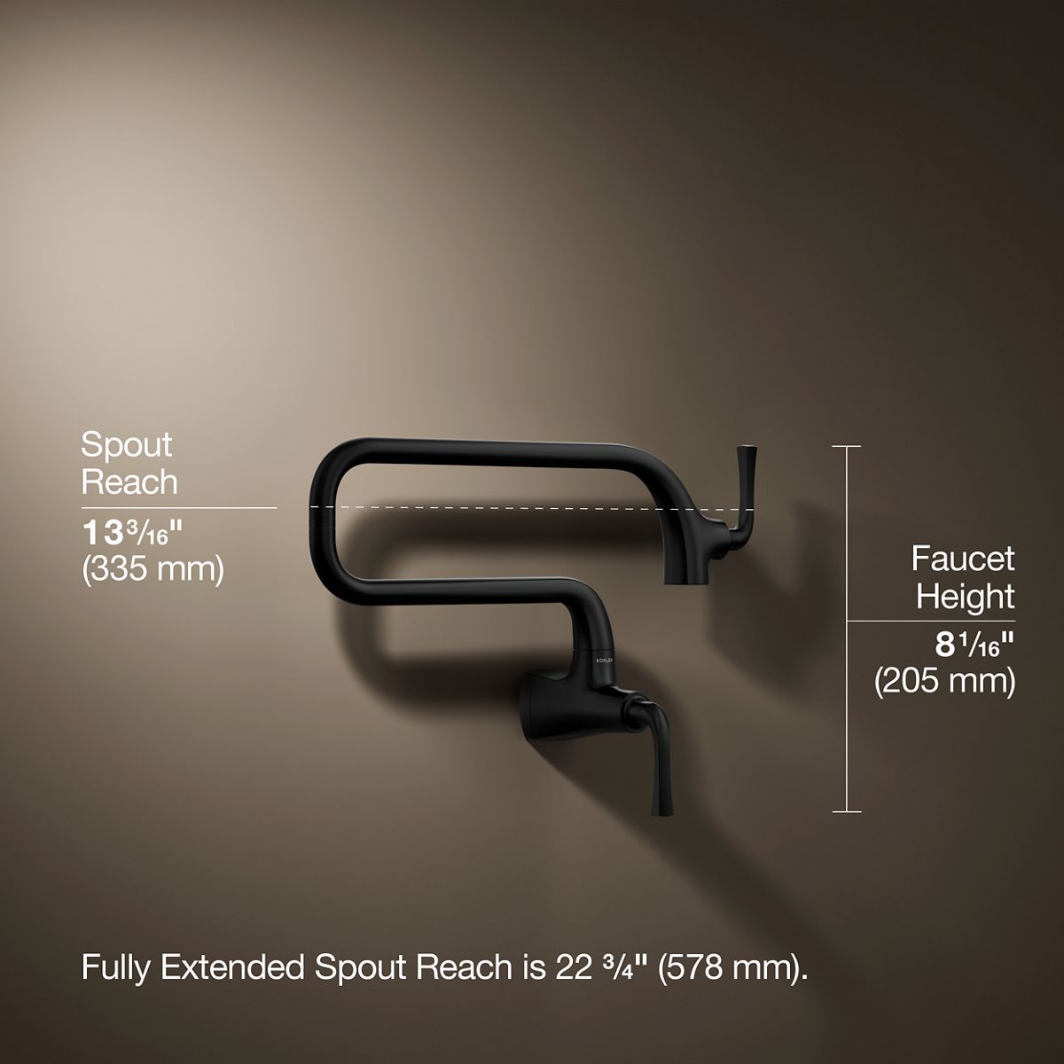 3/4 view of product with dimensions