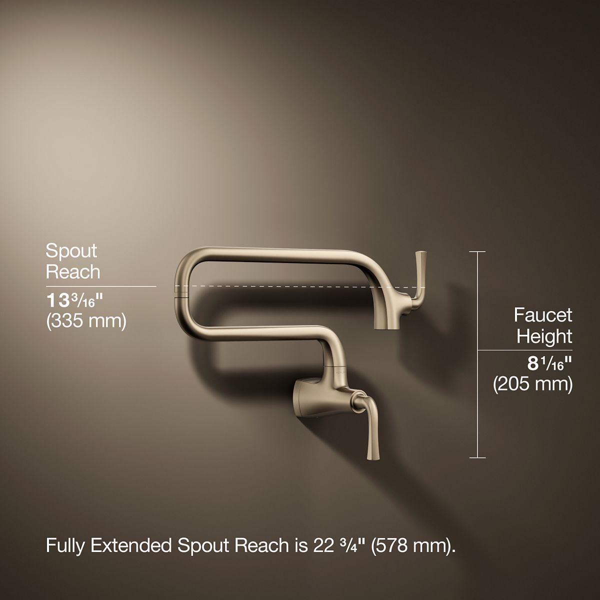 3/4 view of product with dimensions