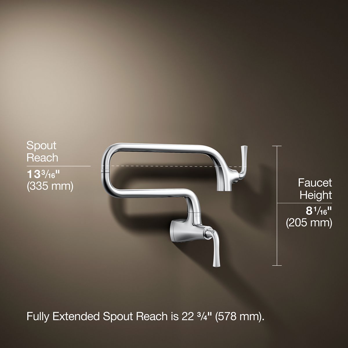 3/4 view of product with dimensions