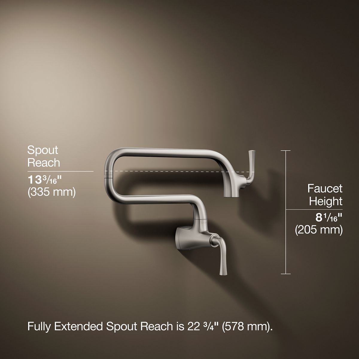 3/4 view of product with dimensions