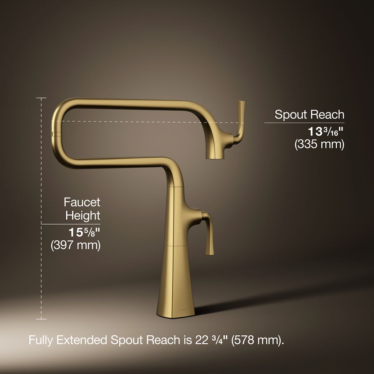3/4 view of product with dimensions