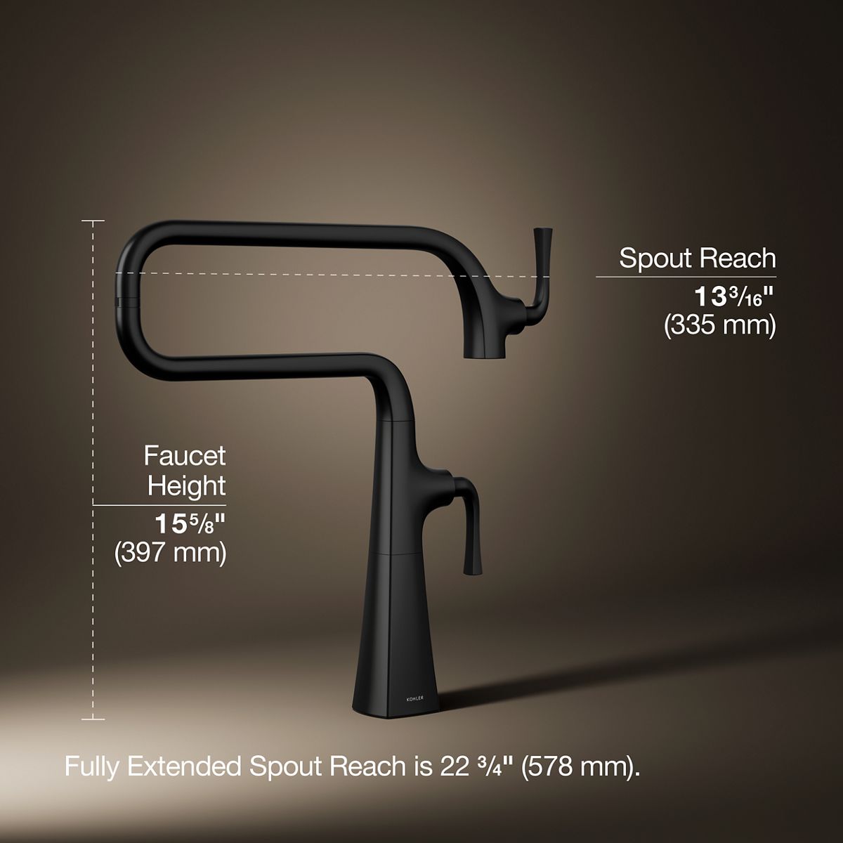 3/4 view of product with dimensions