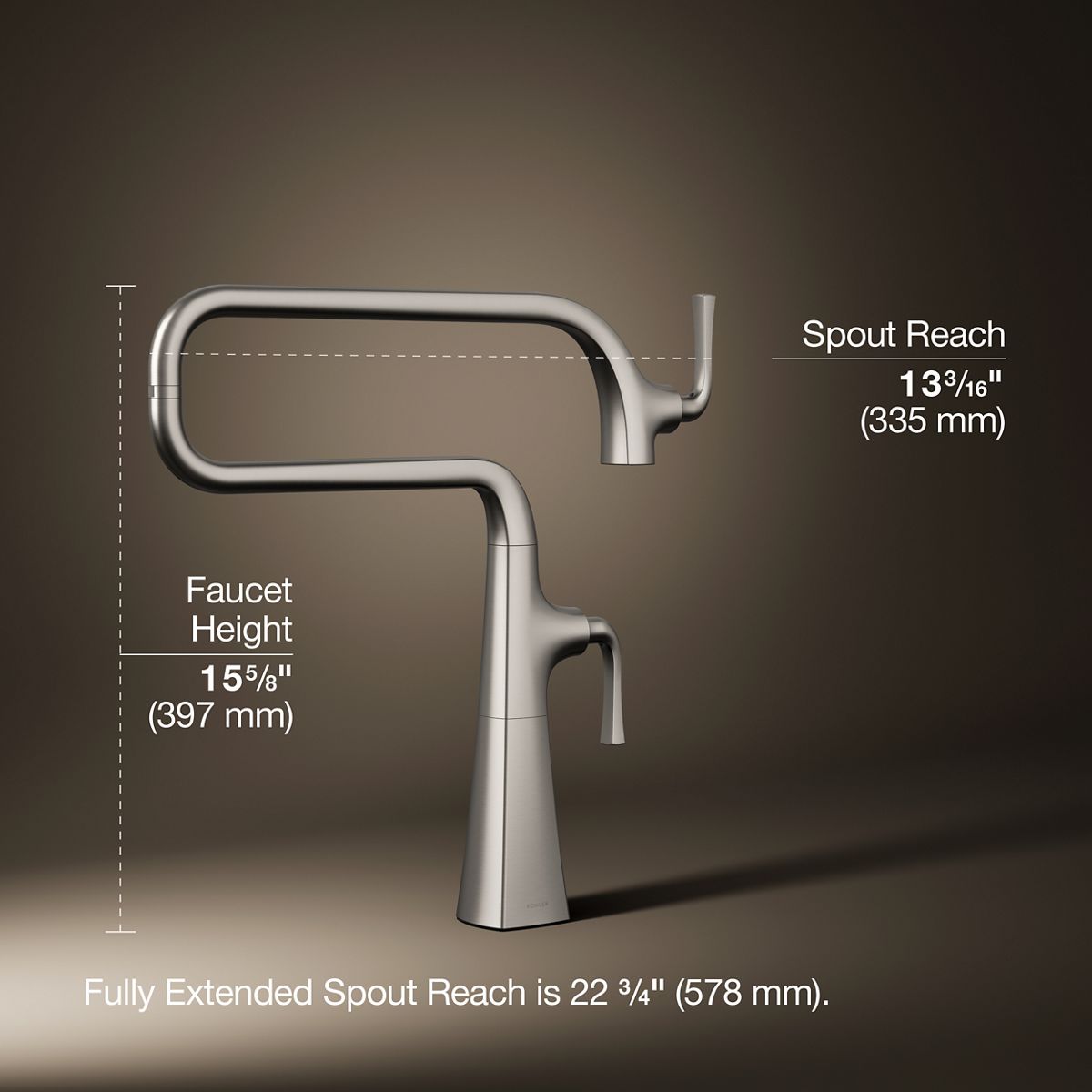 3/4 view of product with dimensions