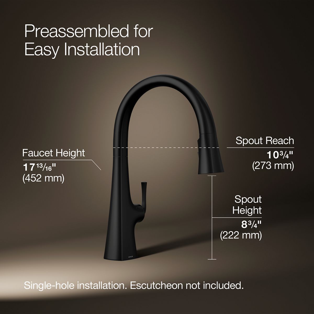 3/4 view of product with dimensions