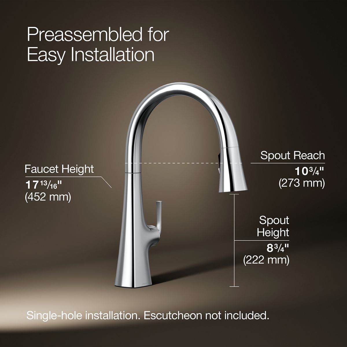 3/4 view of product with dimensions