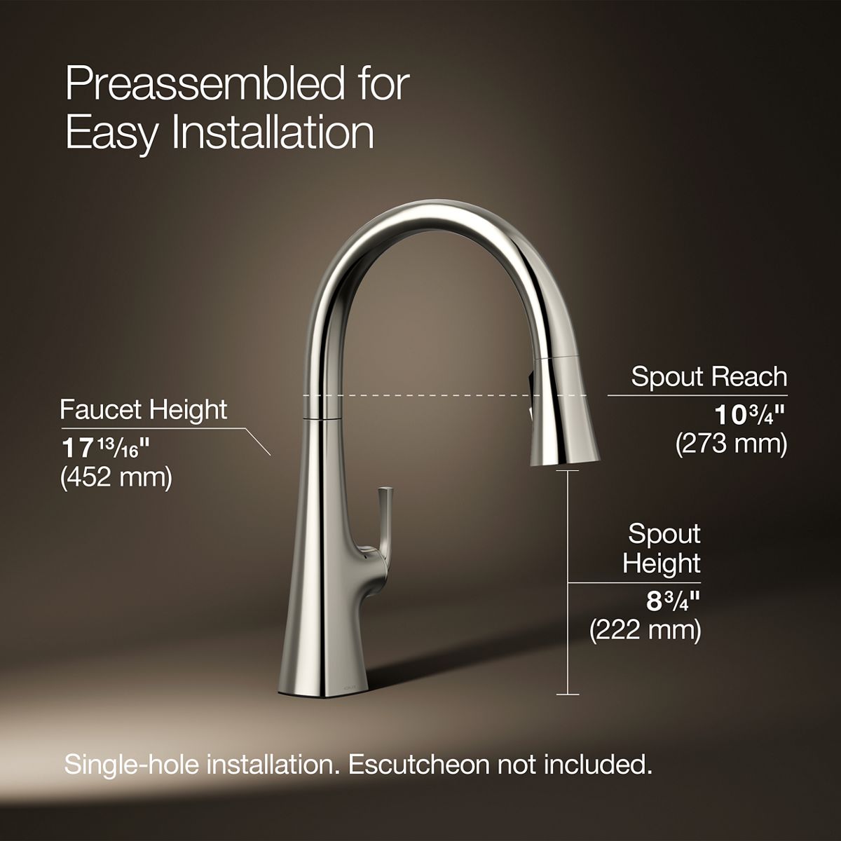 3/4 view of product with dimensions