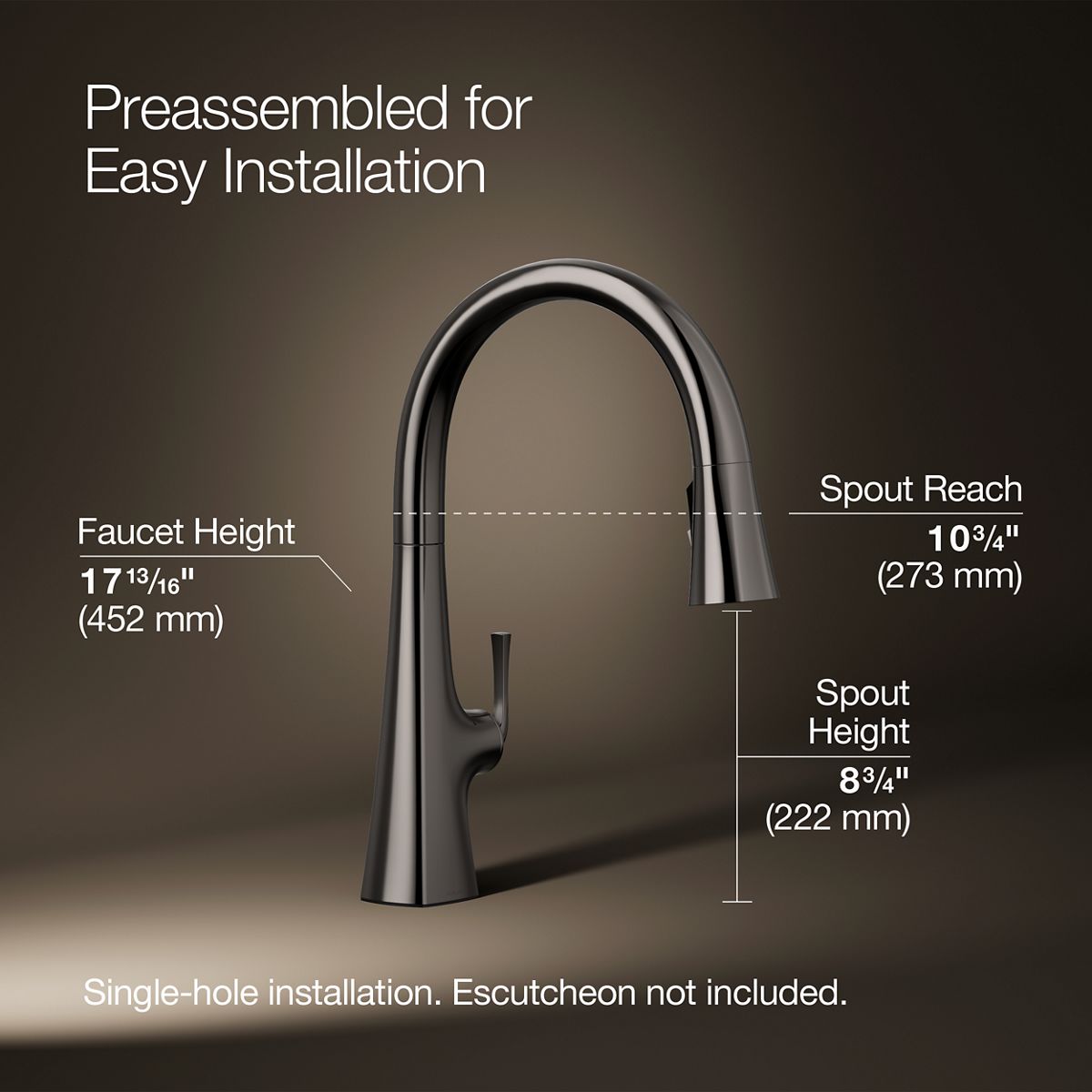 3/4 view of product with dimensions