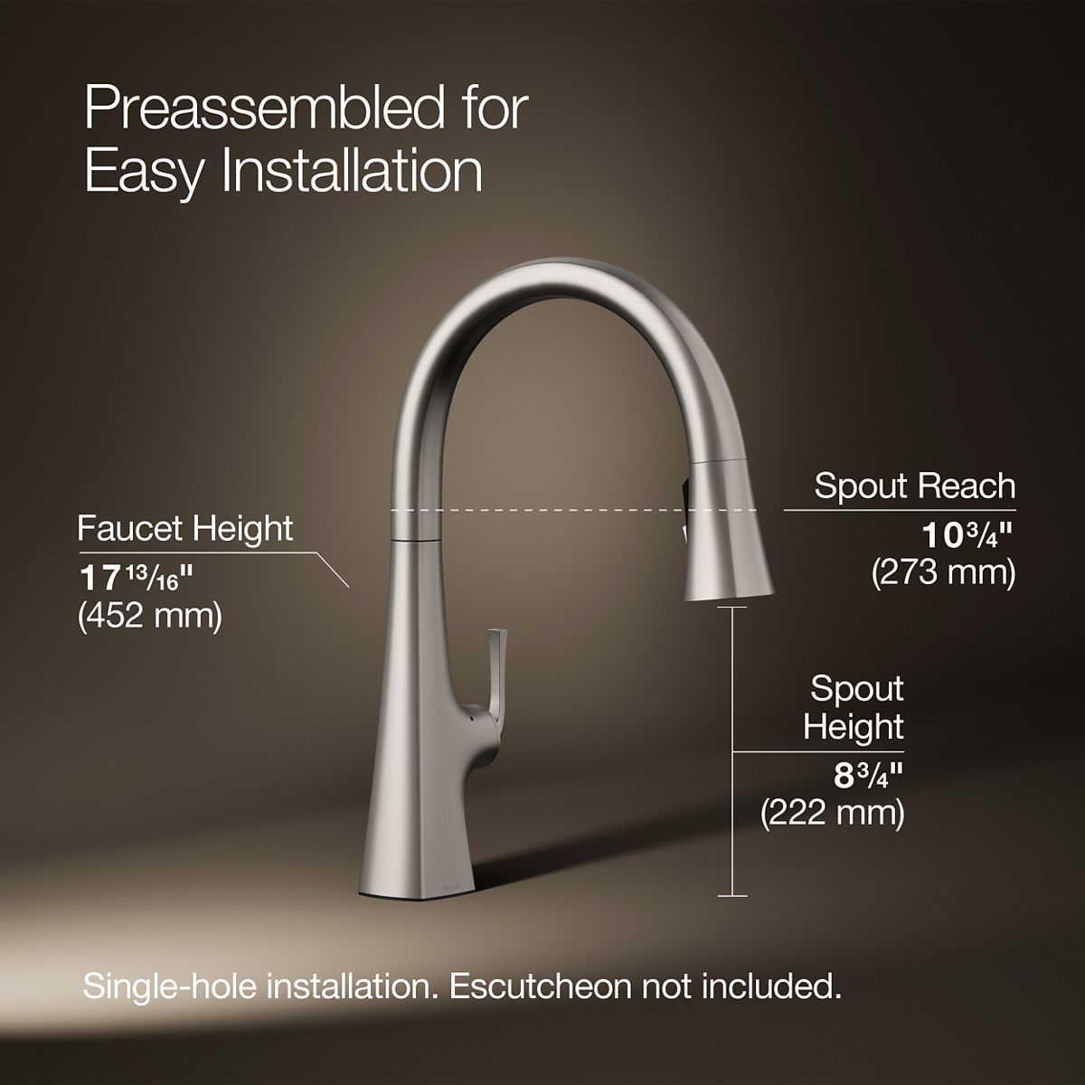 3/4 view of product with dimensions