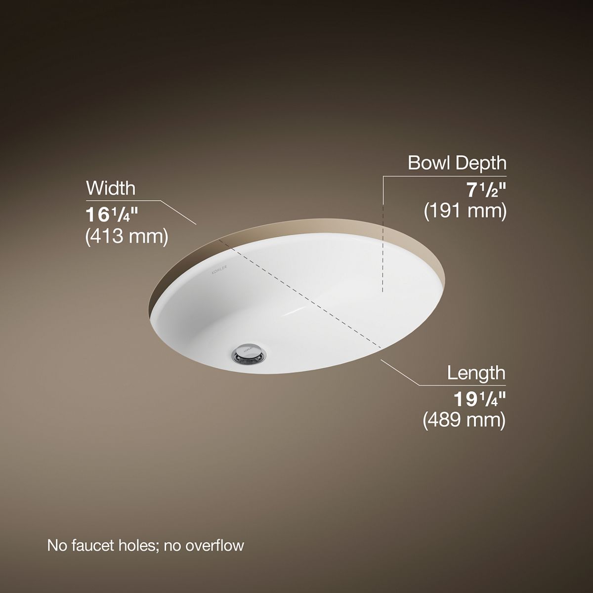 Caxton Undermount Sink with Glazed Underside | K-2210-G | KOHLER