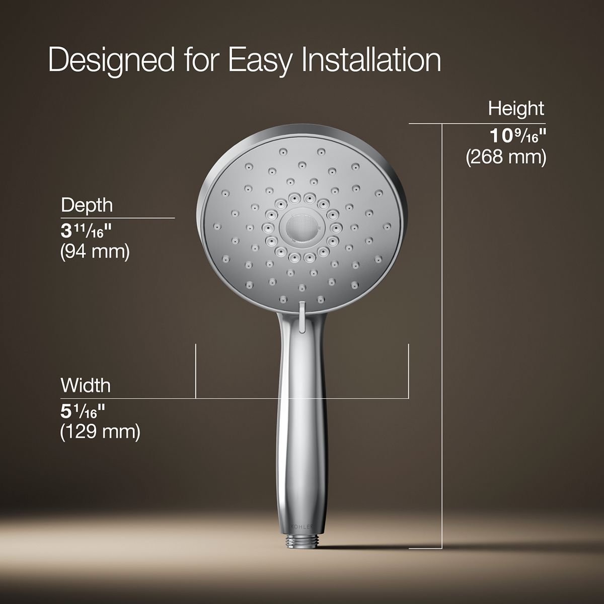 3/4 view of product with dimensions
