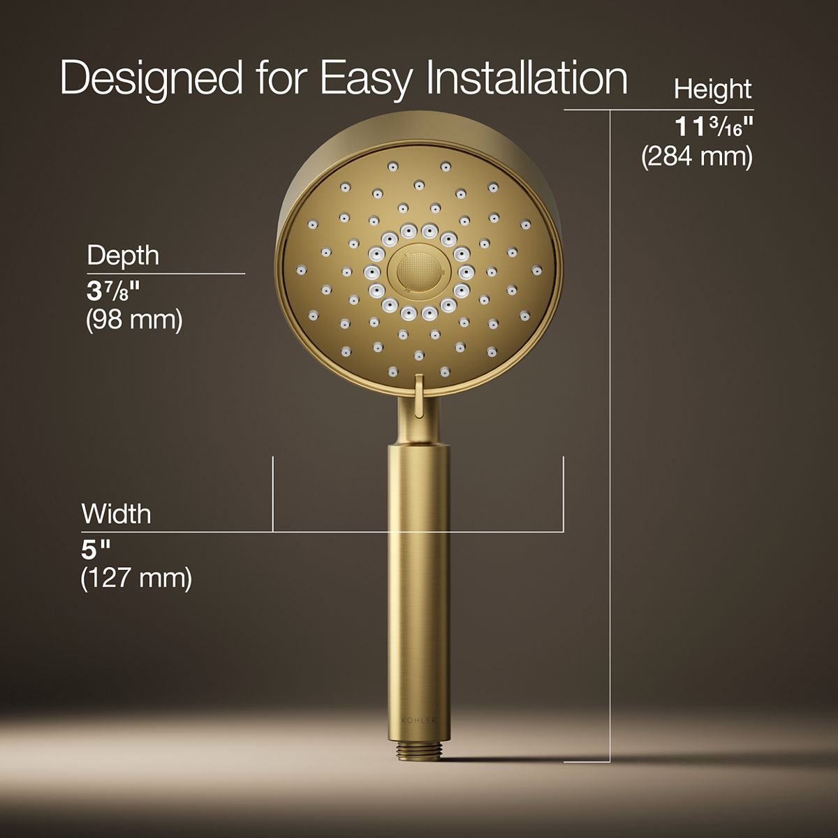 3/4 view of product with dimensions