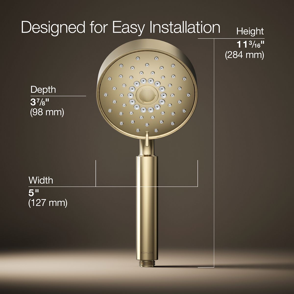 3/4 view of product with dimensions