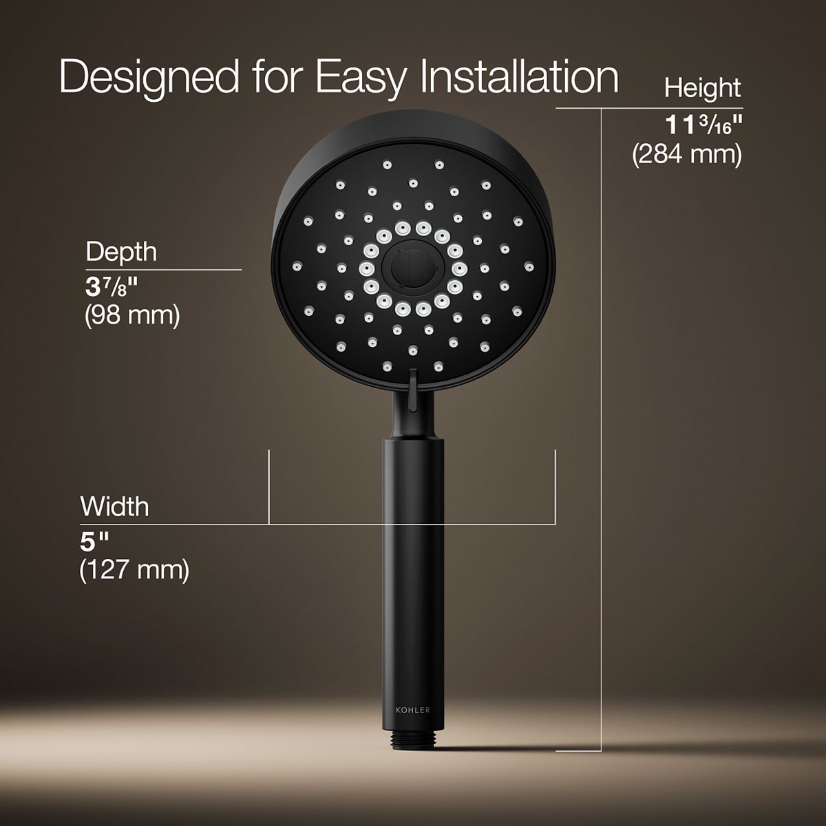 3/4 view of product with dimensions