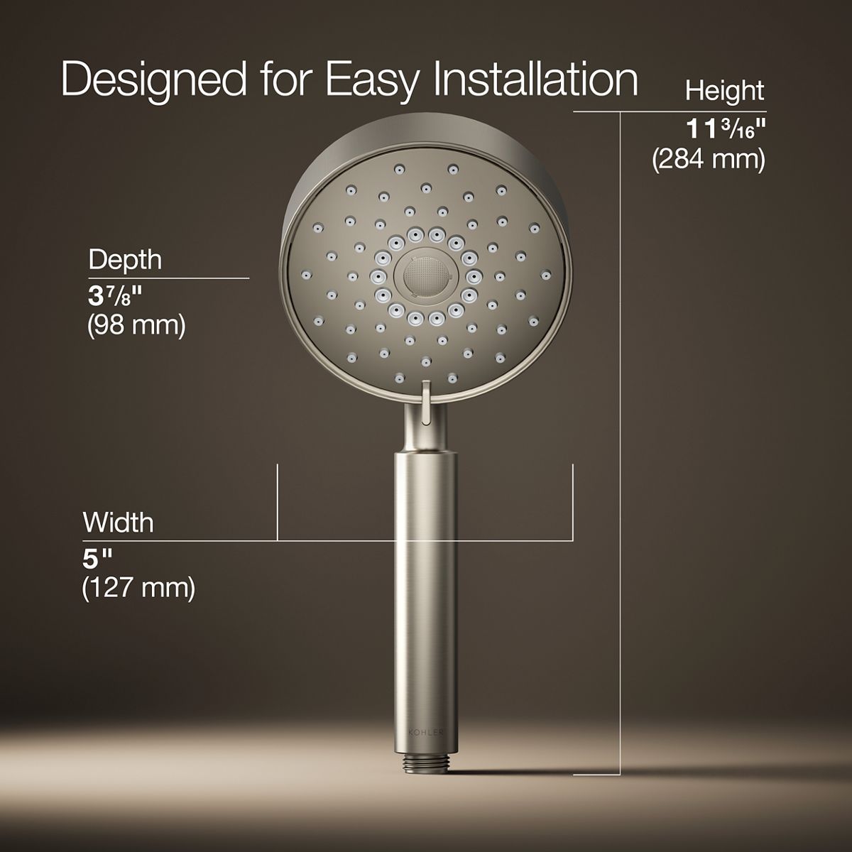 3/4 view of product with dimensions
