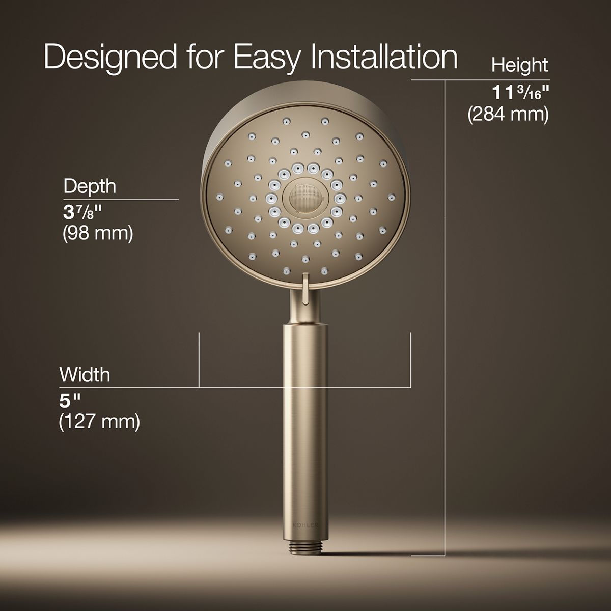3/4 view of product with dimensions