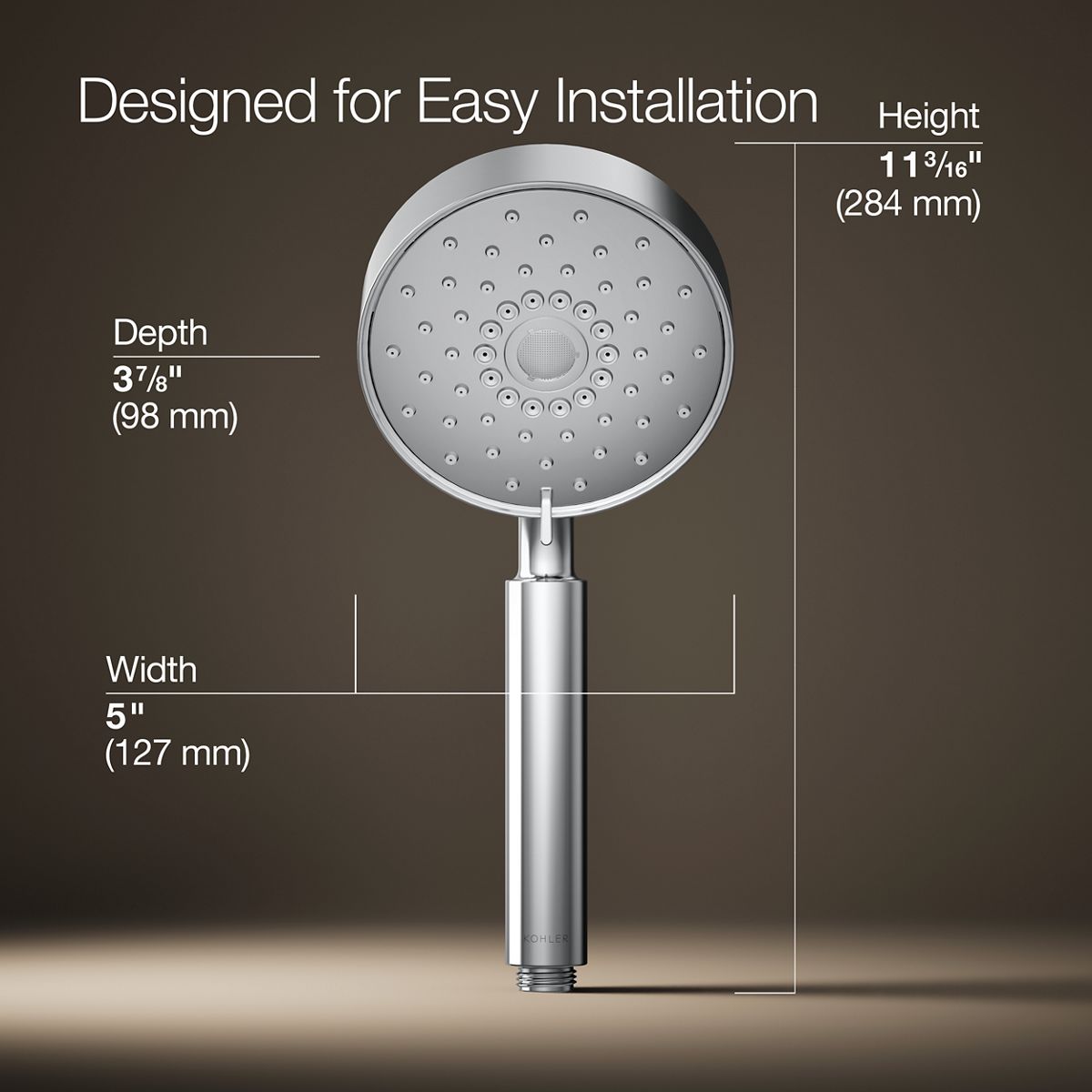 3/4 view of product with dimensions
