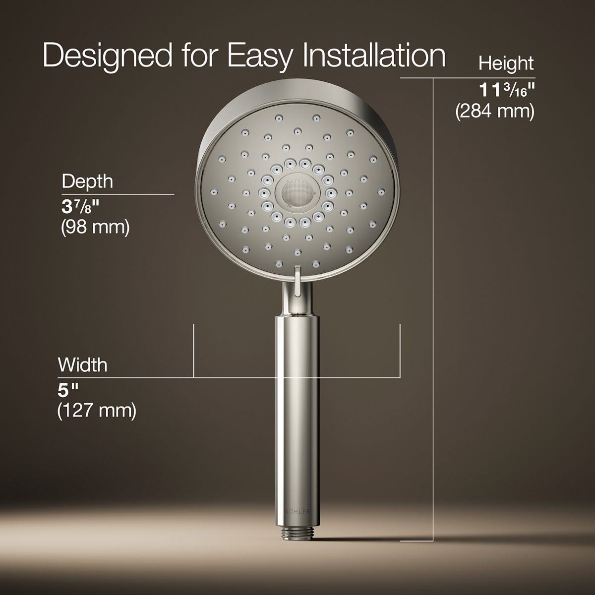3/4 view of product with dimensions