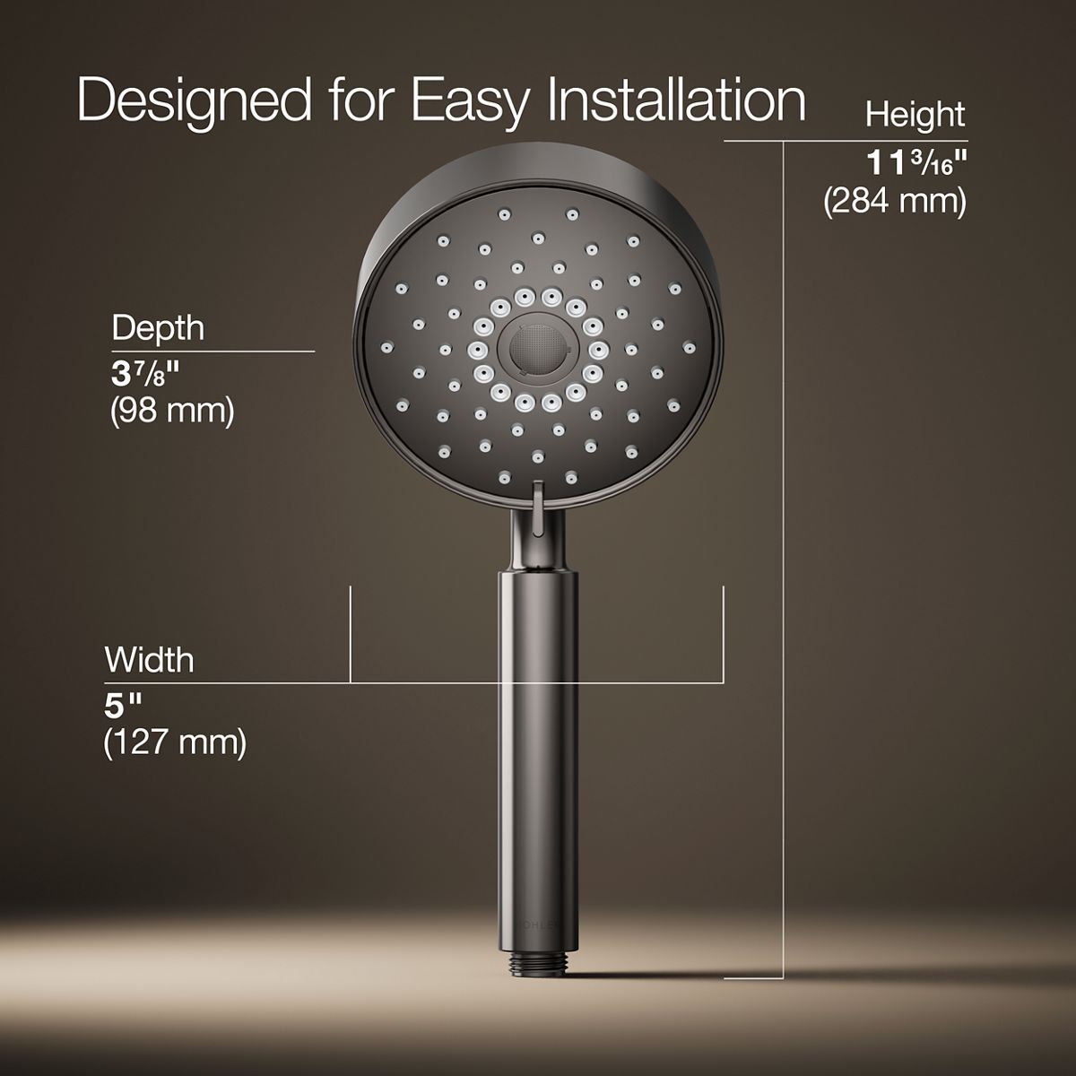 3/4 view of product with dimensions