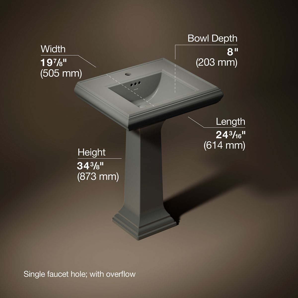 3/4 view of product with dimensions