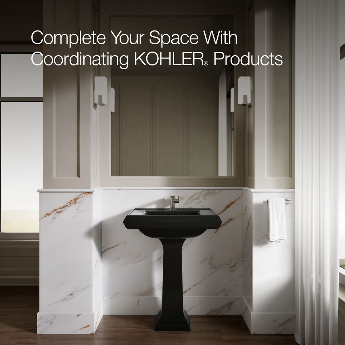 Up to 2 walls & multiple product categories visible, 1-point perspective