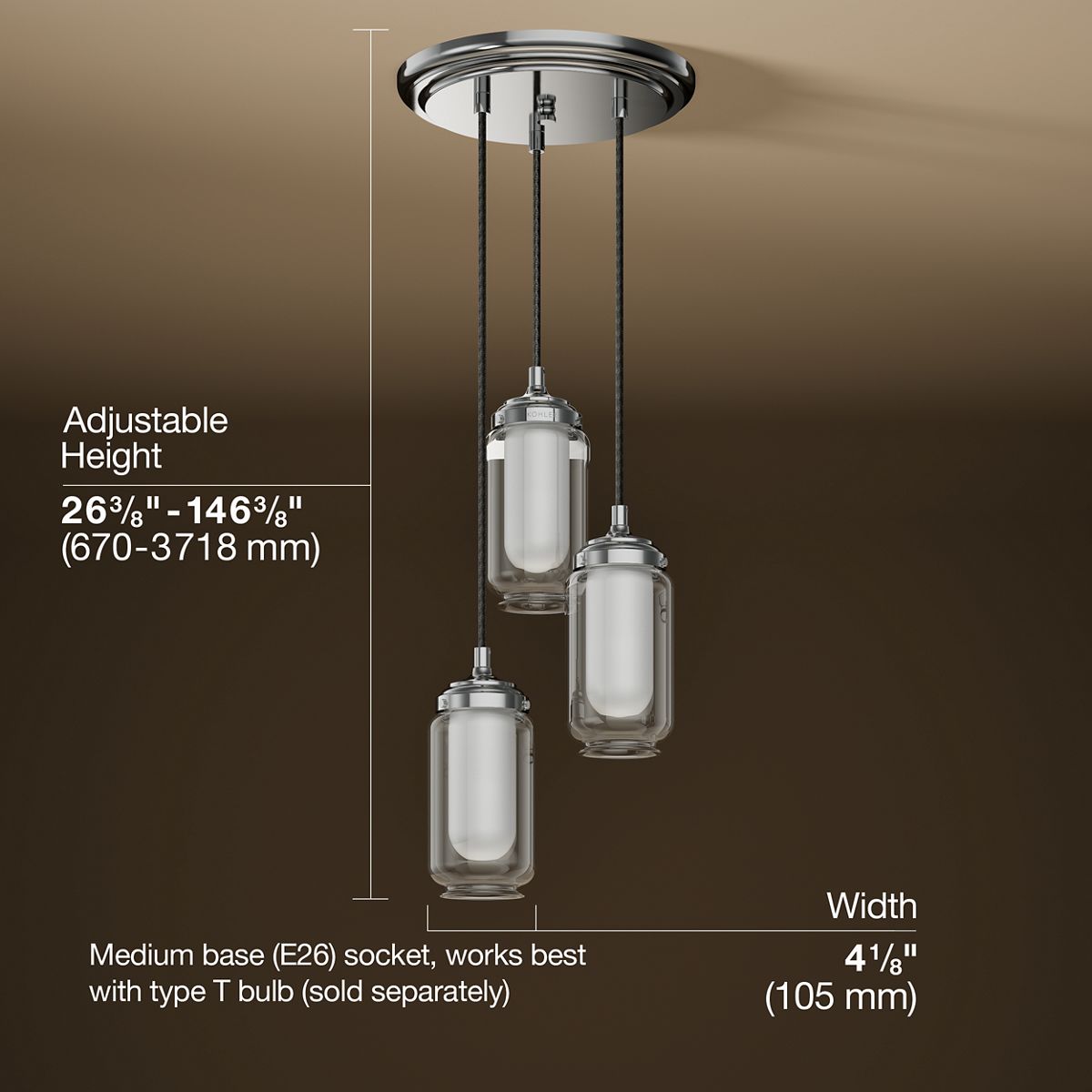 3/4 view of product with dimensions