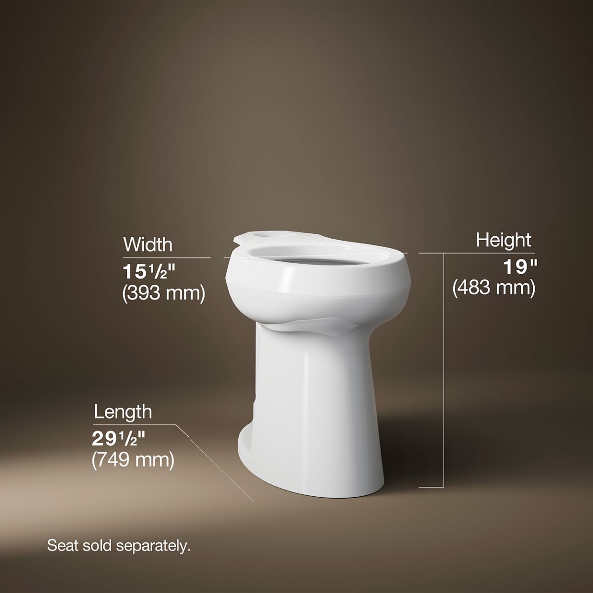 3/4 view of product with dimensions