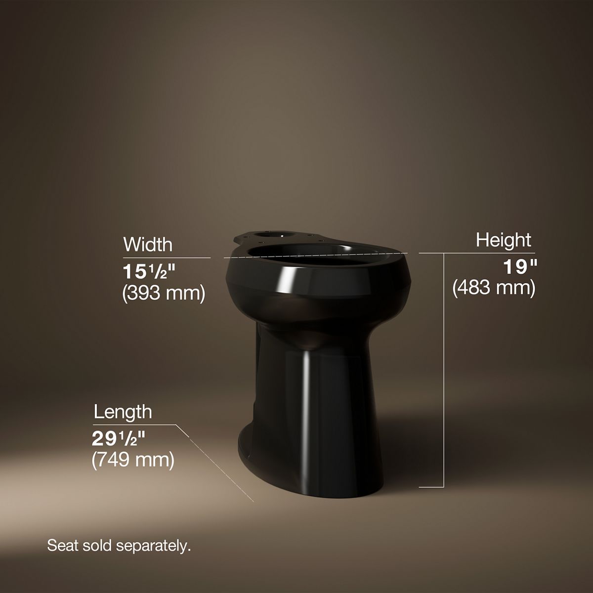 3/4 view of product with dimensions