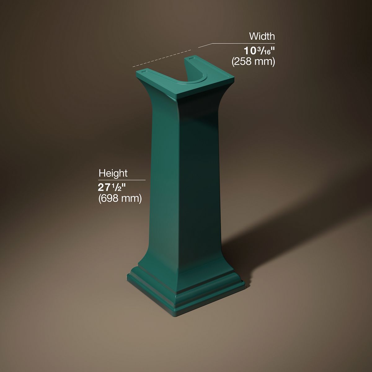 3/4 view of product with dimensions