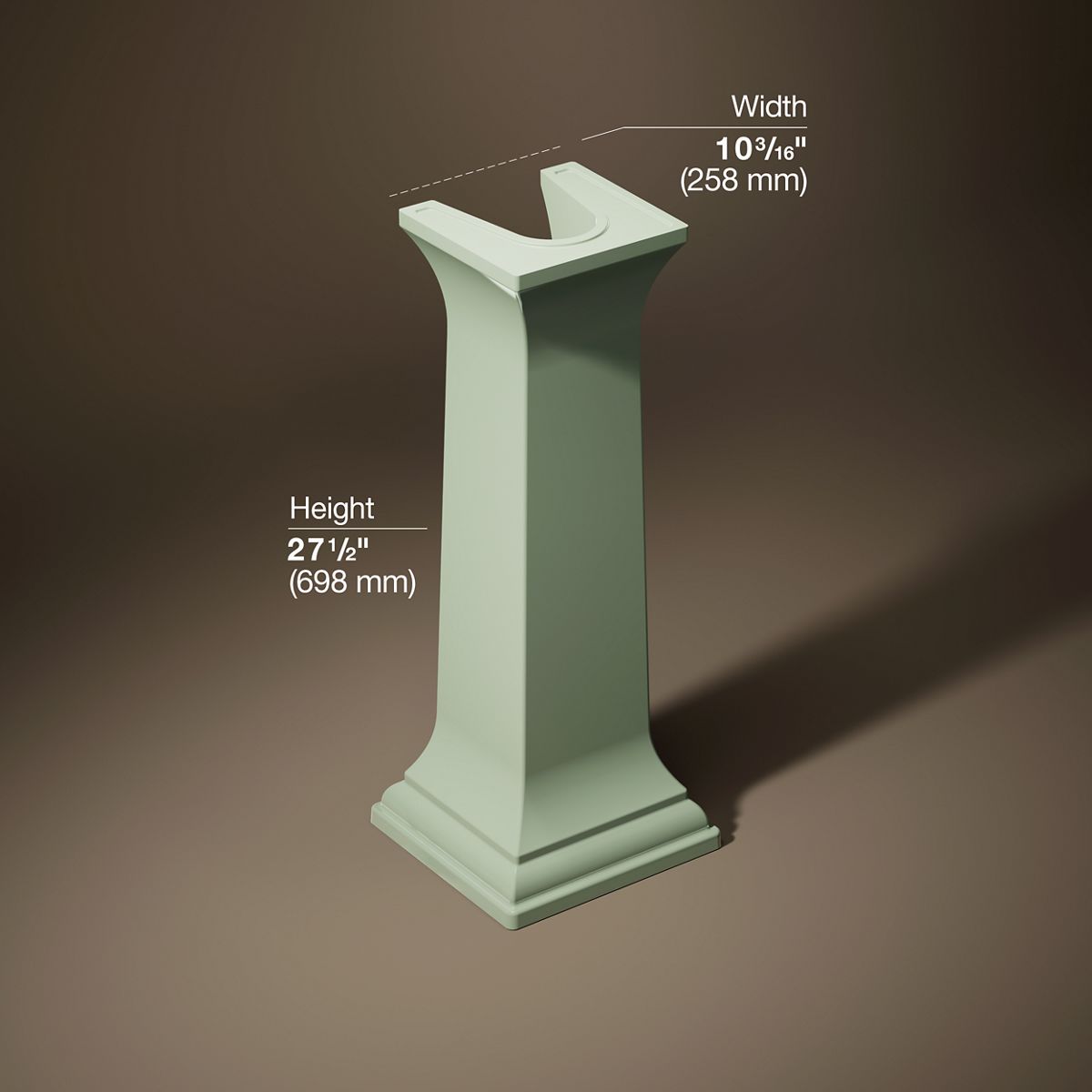 3/4 view of product with dimensions