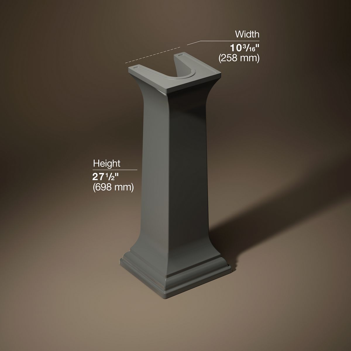 3/4 view of product with dimensions