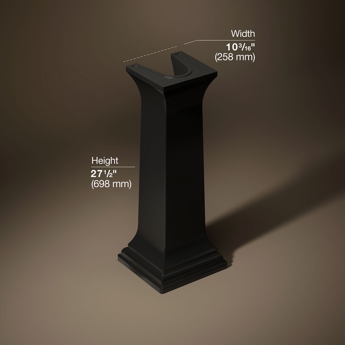 3/4 view of product with dimensions