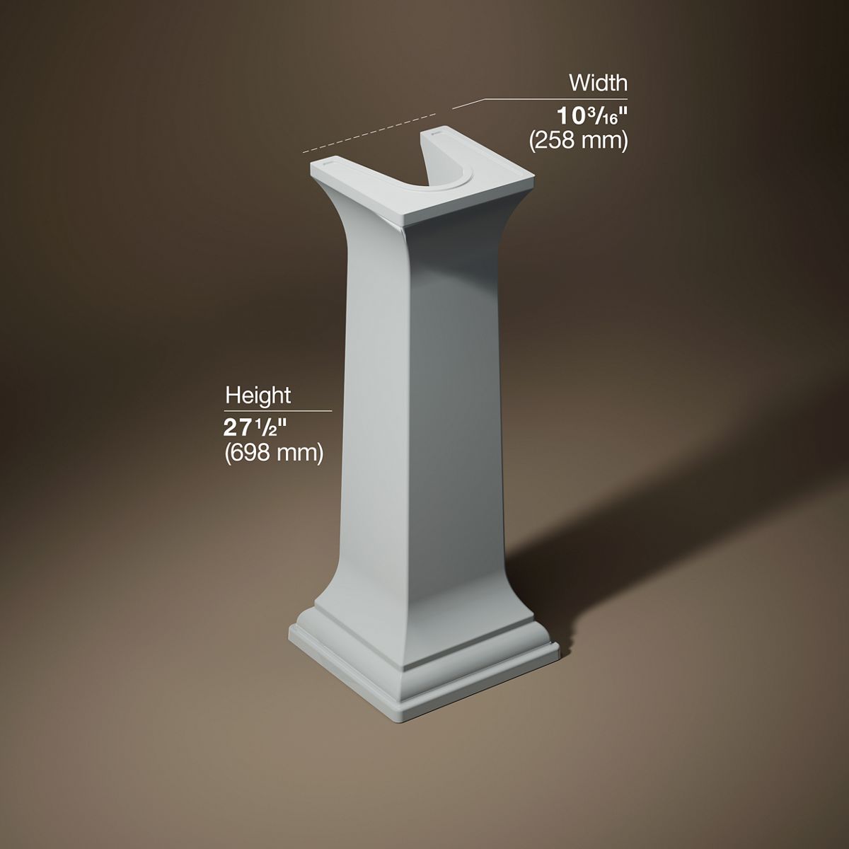 3/4 view of product with dimensions