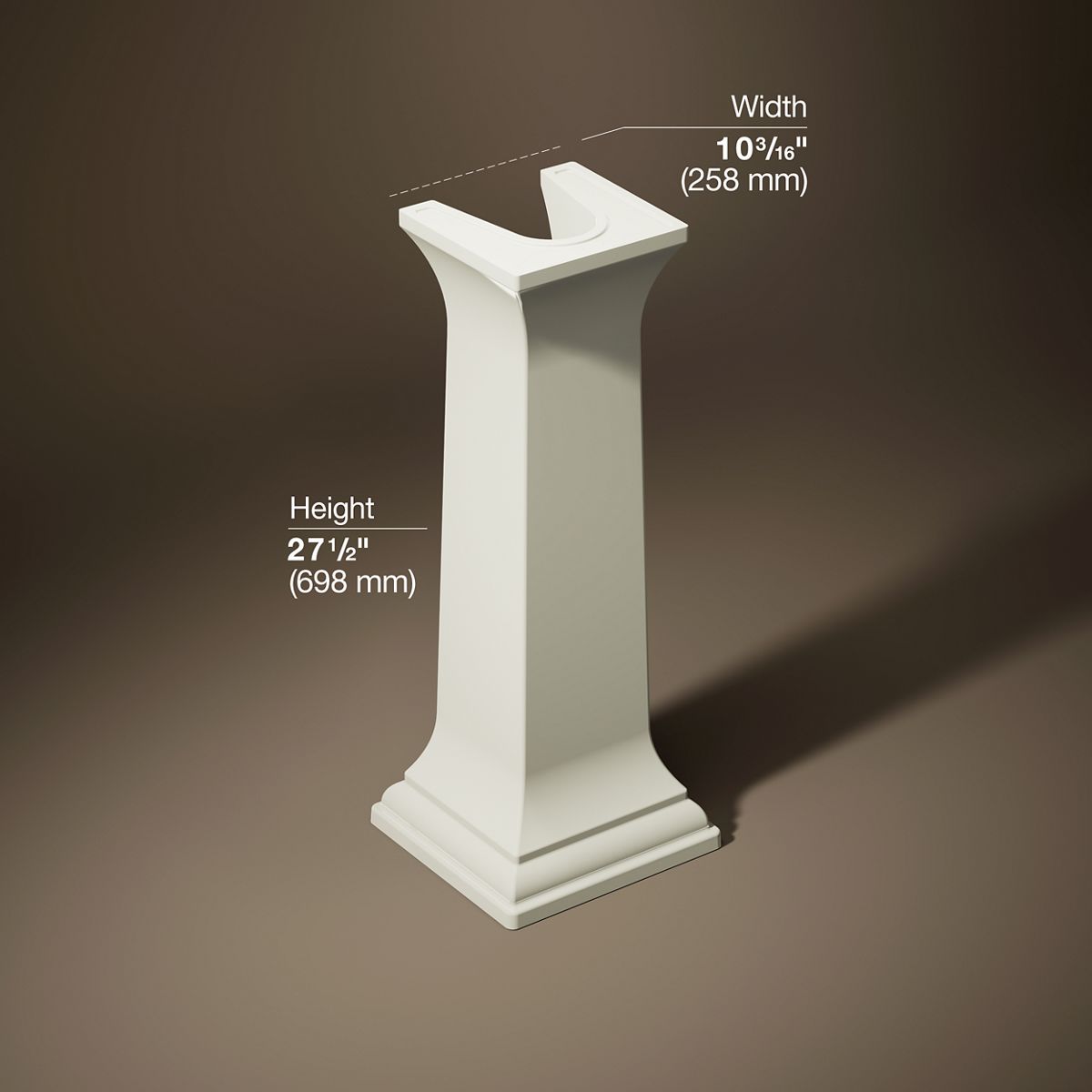 3/4 view of product with dimensions