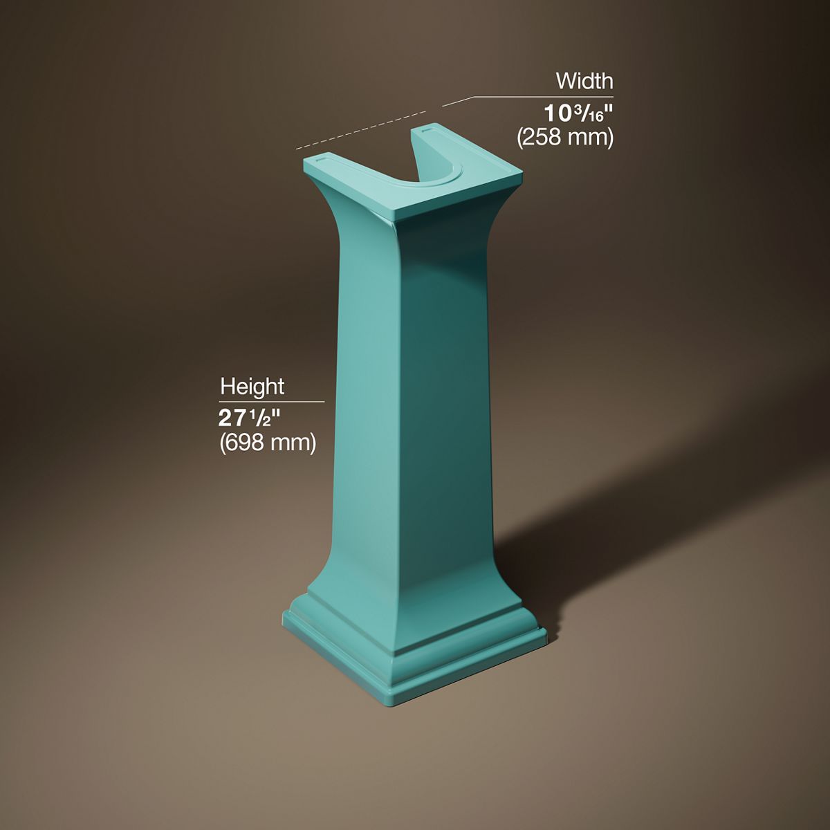 3/4 view of product with dimensions