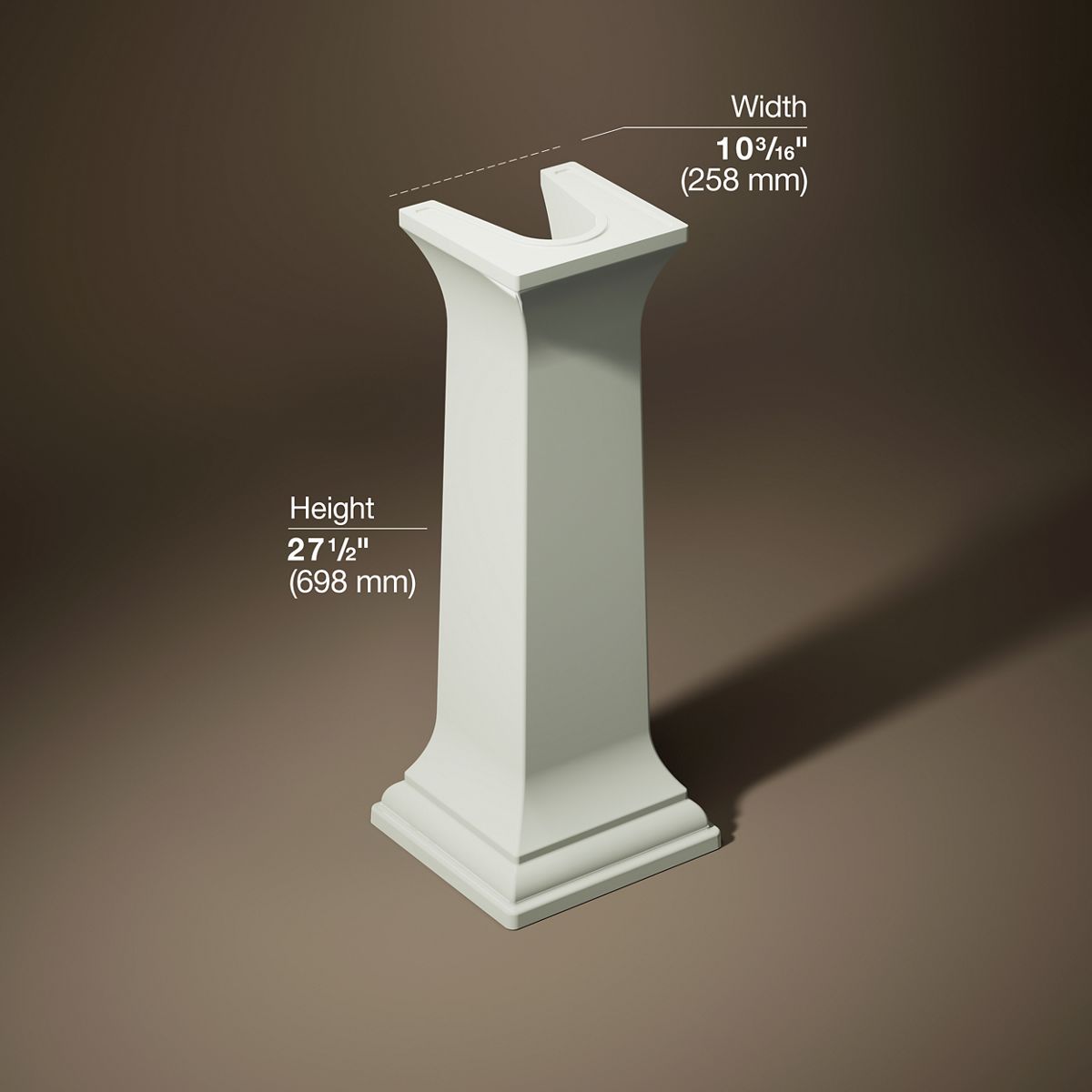 3/4 view of product with dimensions