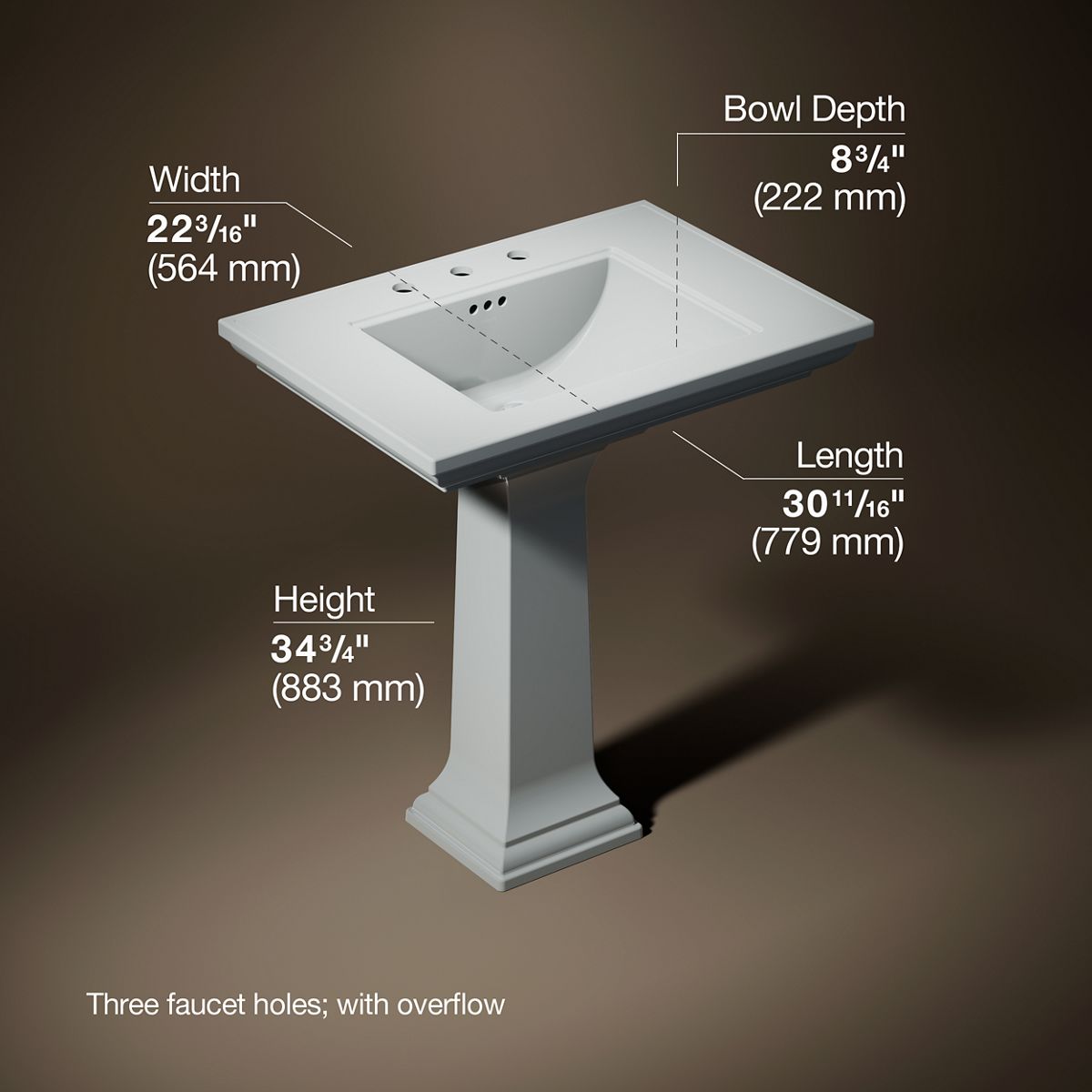 KOHLER | K-2268-8 | Memoirs Pedestal Sink with Stately Design, 8