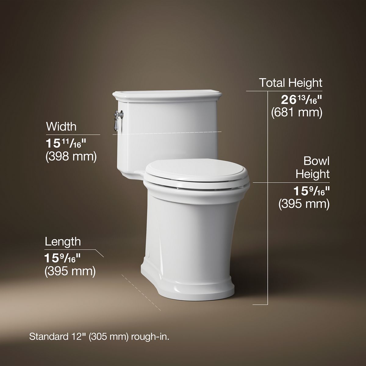 3/4 view of product with dimensions