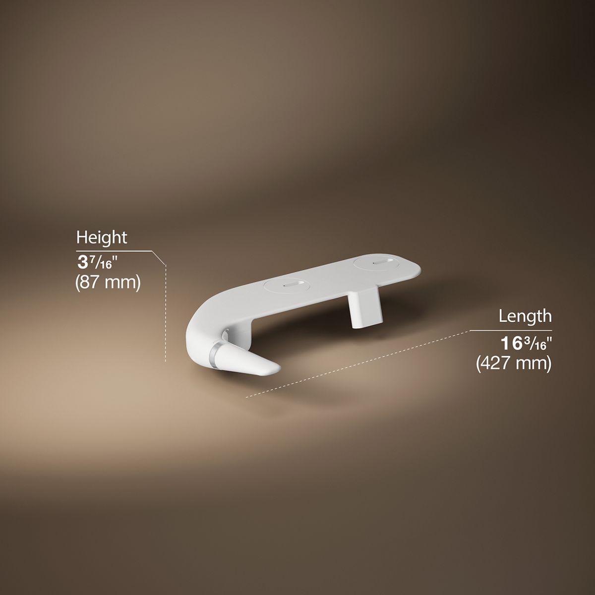 3/4 view of product with dimensions
