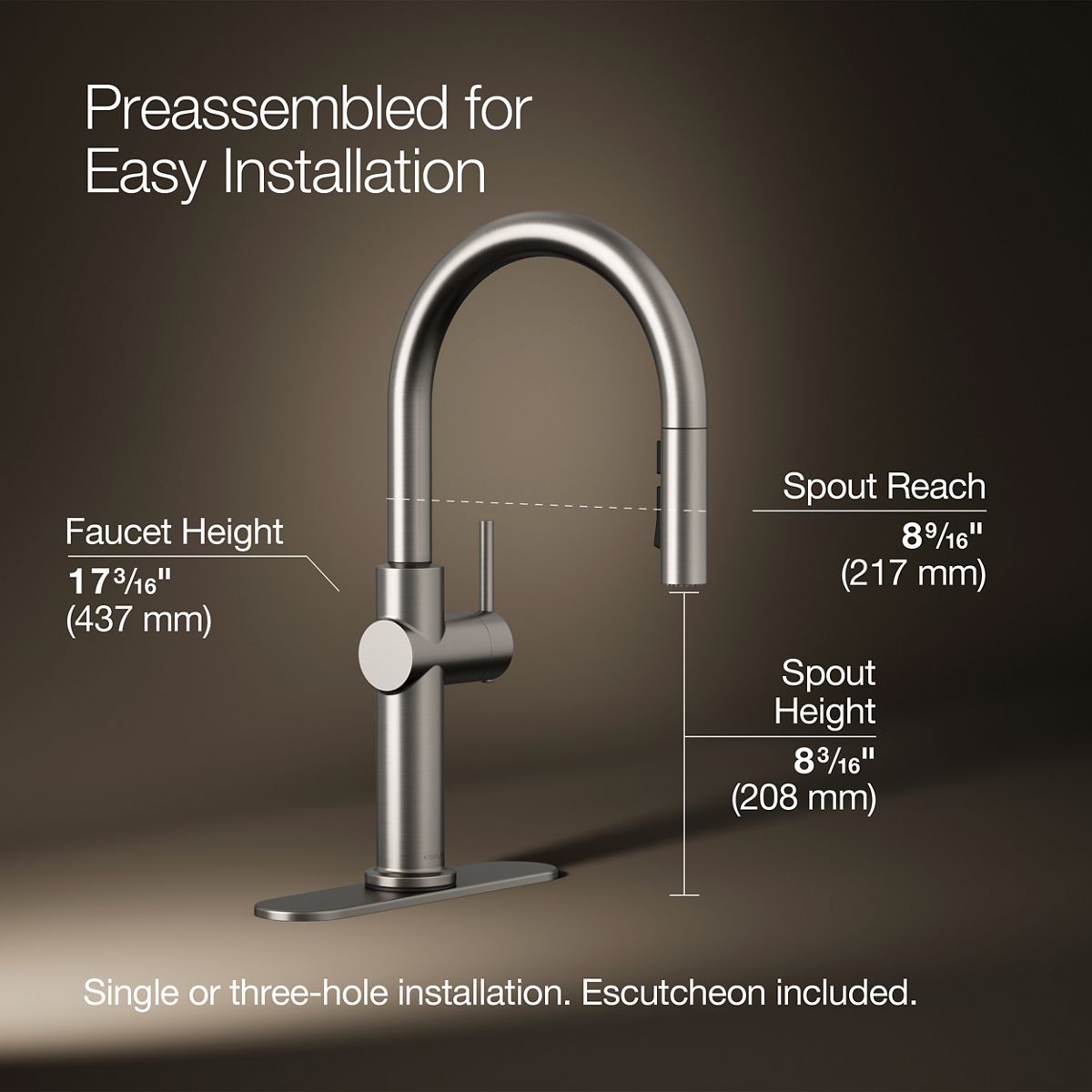 3/4 view of product with dimensions
