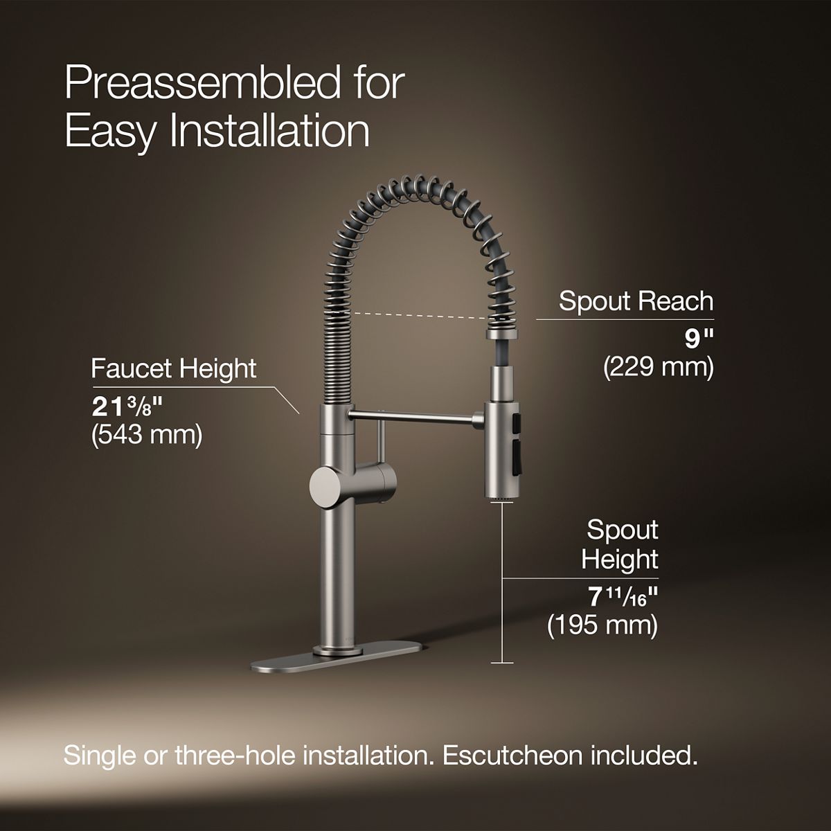 3/4 view of product with dimensions
