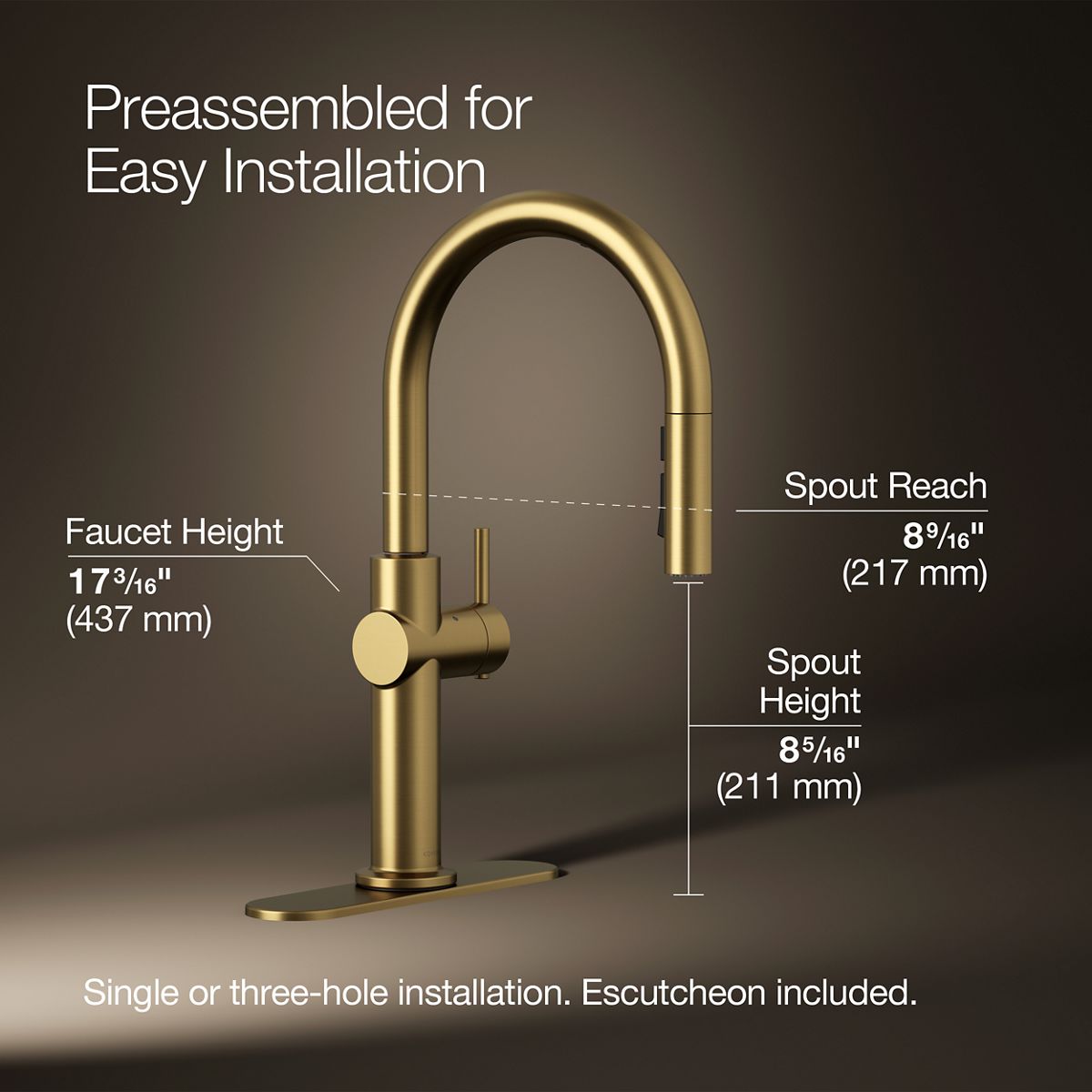 きむな K-22974-CP | Crue™ Touchless pull-down kitchen sink faucet
