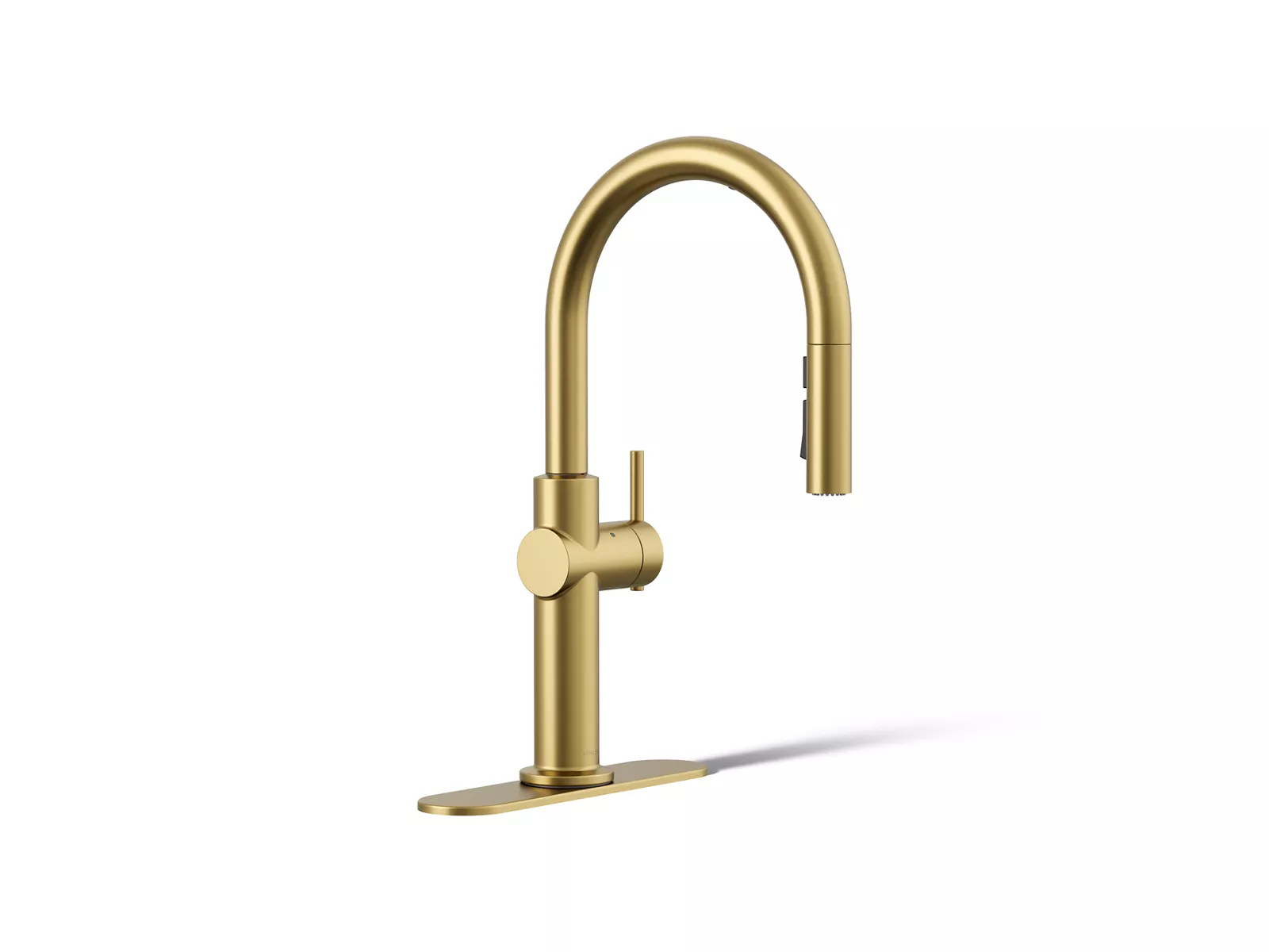 Kohler Crue touchless pull-down kitchen faucet in Brushed Moderne Brass