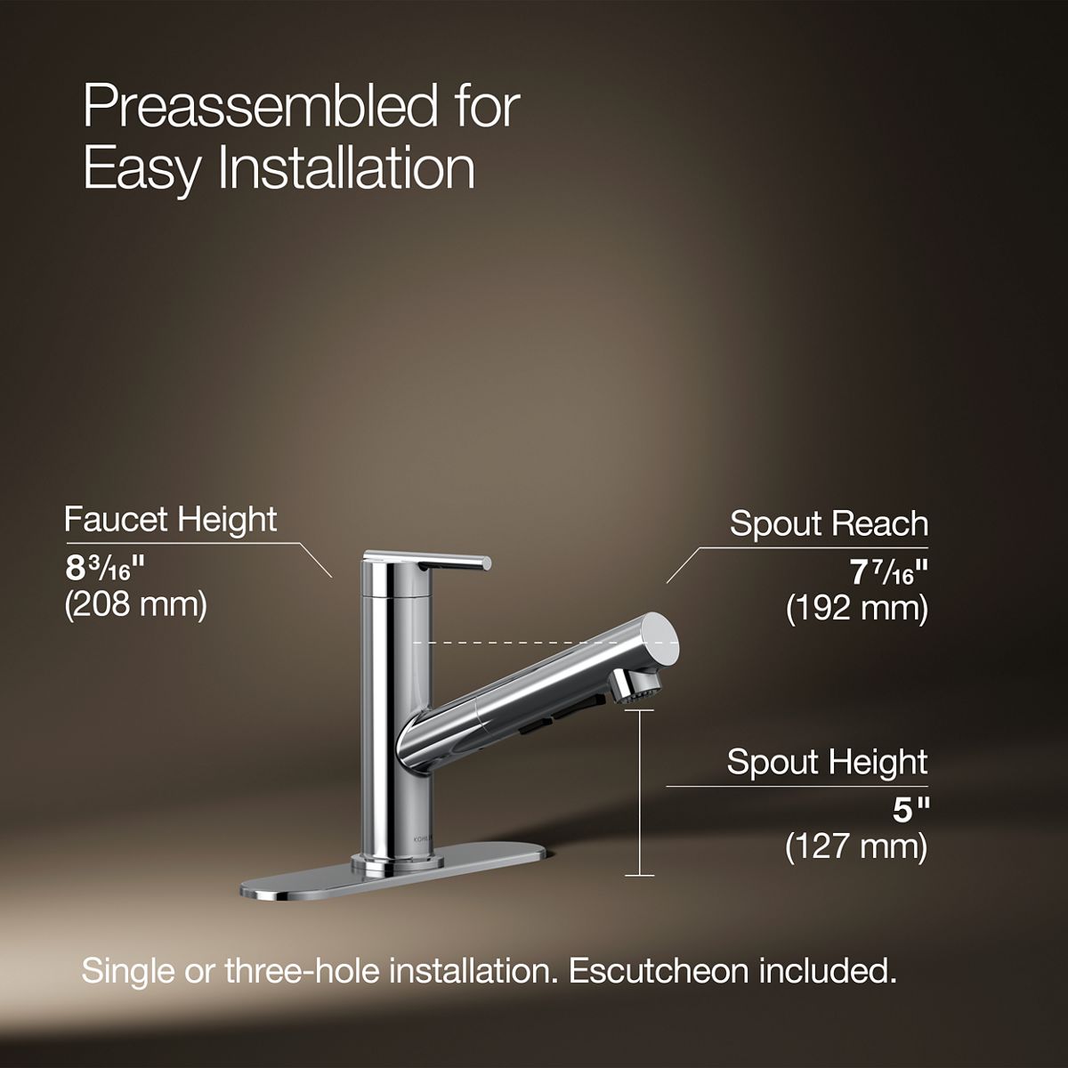 3/4 view of product with dimensions