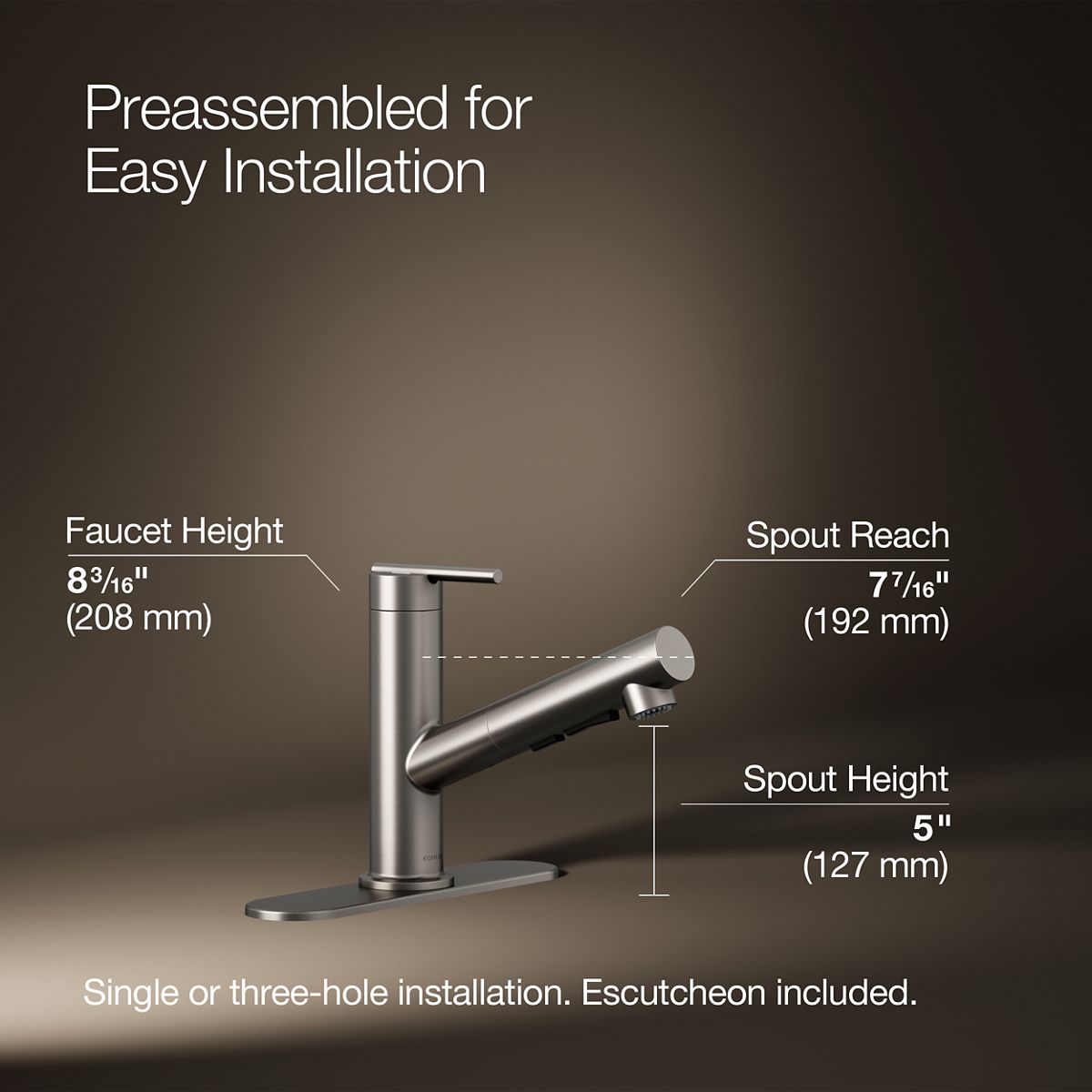 3/4 view of product with dimensions