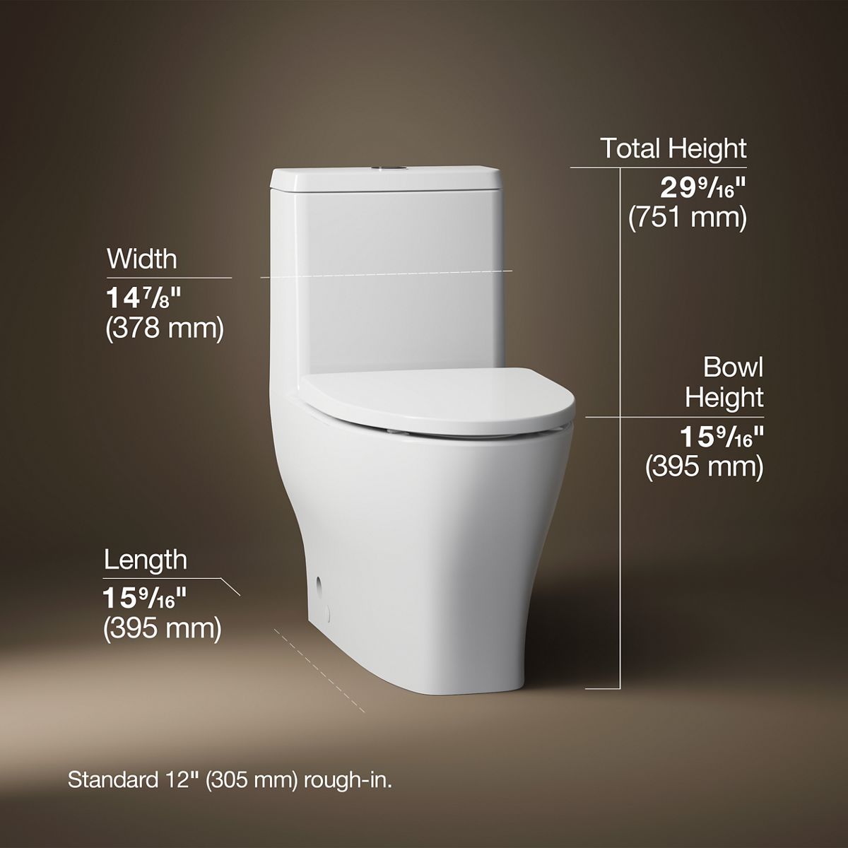 3/4 view of product with dimensions