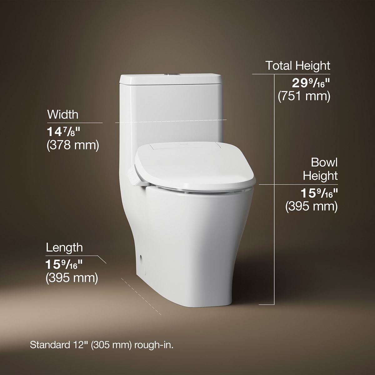 3/4 view of product with dimensions