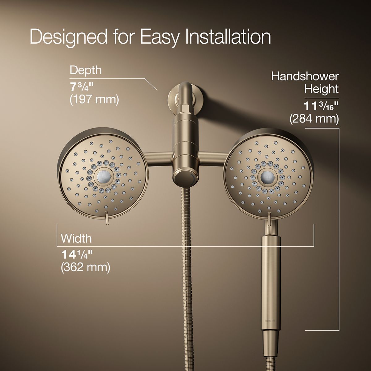 3/4 view of product with dimensions